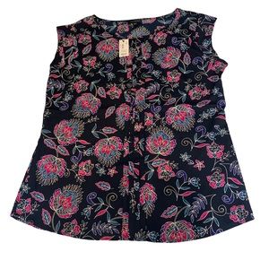 The Limited Women’s Blouse Blue Floral Sleeveless Top NWT